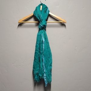 Aqua/Blue Semi-Sheer Striped Border Scarf